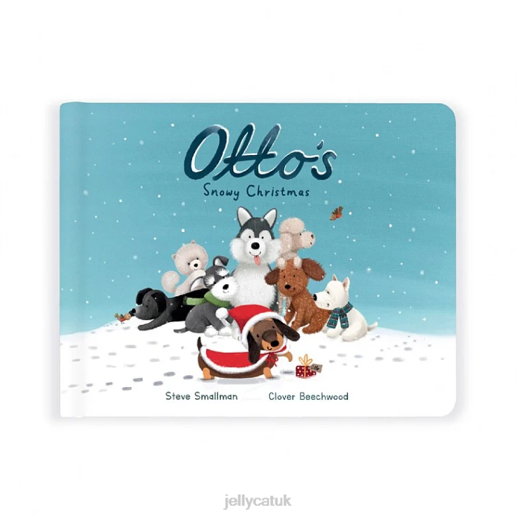 Jellycat Book V248Z305 Otto\s Snowy Christmas Book  Winter Warmer Otto Sausage Dog Brown