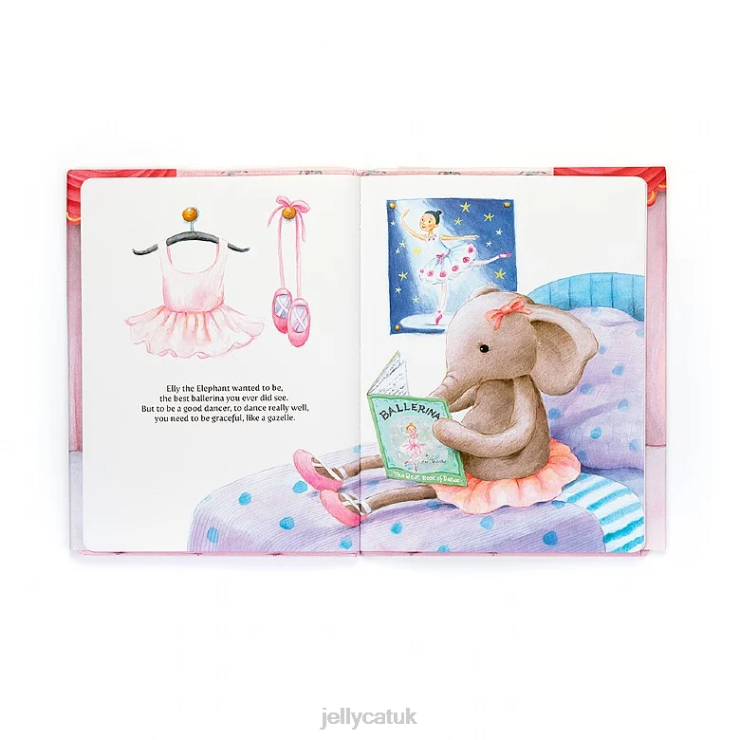 Jellycat Book V248Z691 Elly Ballerina Book and Dancing Darcey Elephant Grey