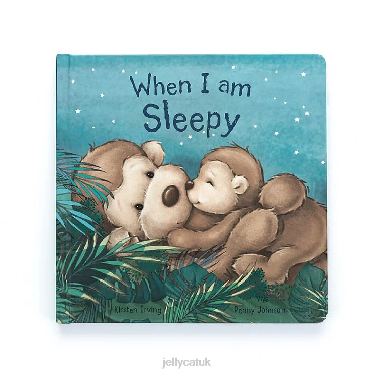 Jellycat Book V248Z725 When I Am Sleepy Book and Bashful Monkey Brown