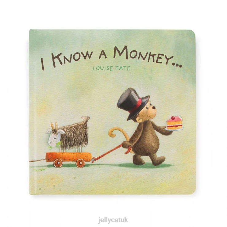 Jellycat Book V248Z746 I Know A Monkey Book and Bashful Monkey Brown