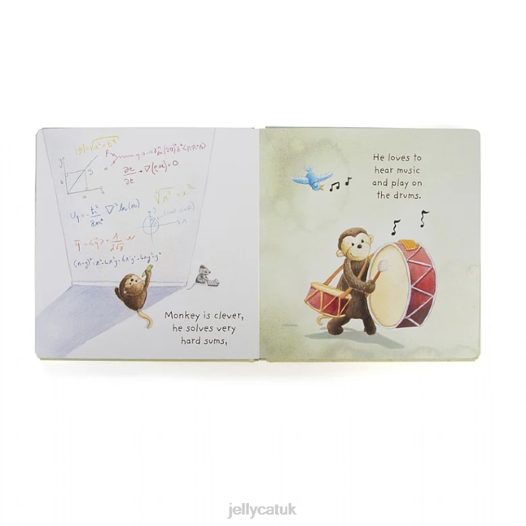 Jellycat Book V248Z746 I Know A Monkey Book and Bashful Monkey Brown