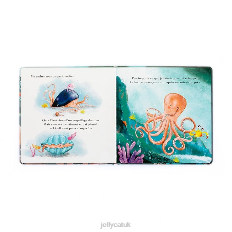 Jellycat Book V248Z794 Odell La Petite Pieuvre Courageuse Livre Multi-colour