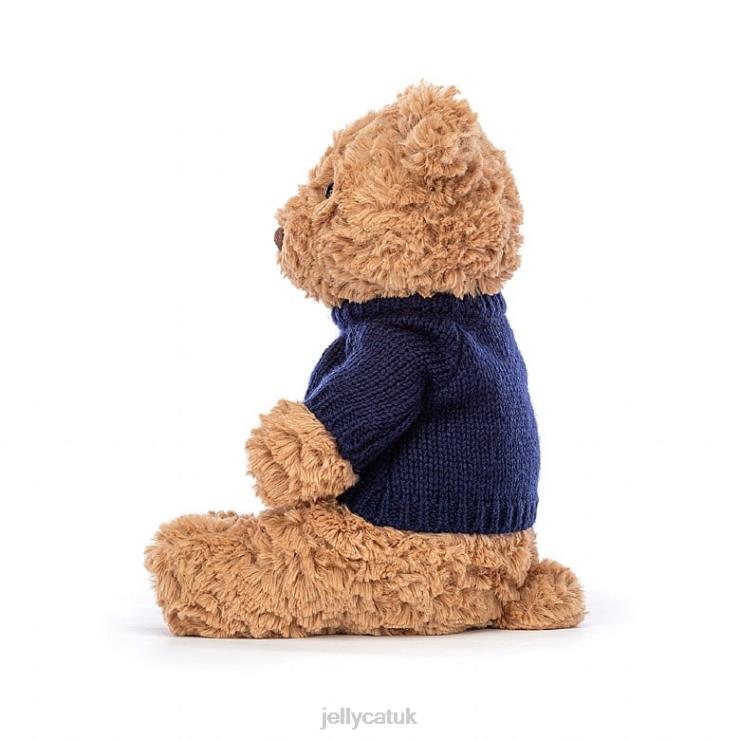 Jellycat Toy V248Z104 Bartholomew Bear with Personalised Navy Jumper Brown