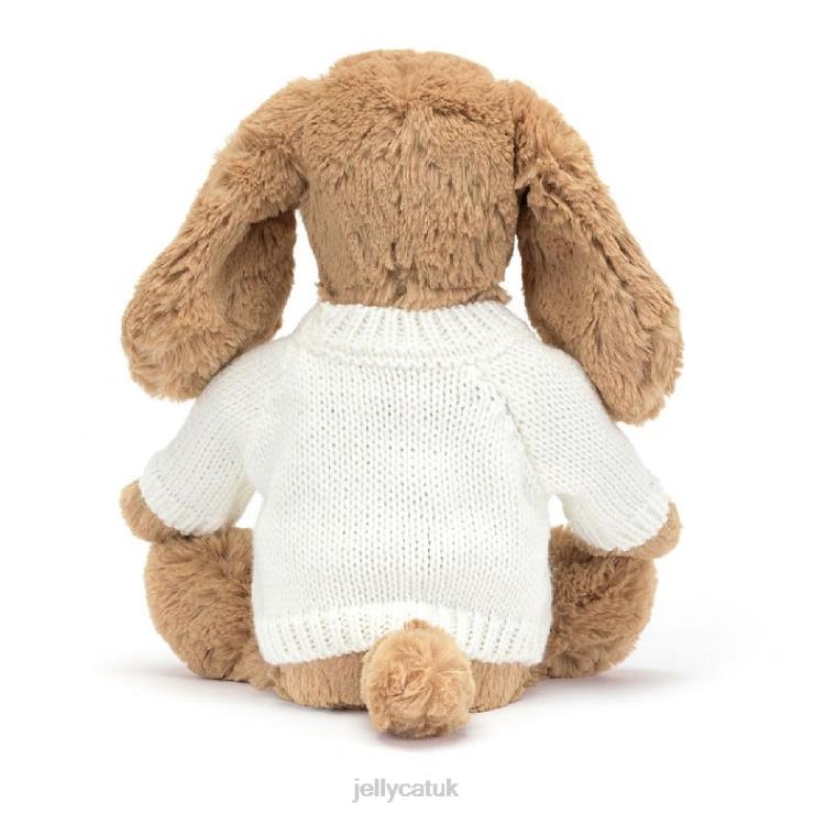 Jellycat Toy V248Z135 Bashful Toffee Puppy with Personalised Cream Jumper Beige