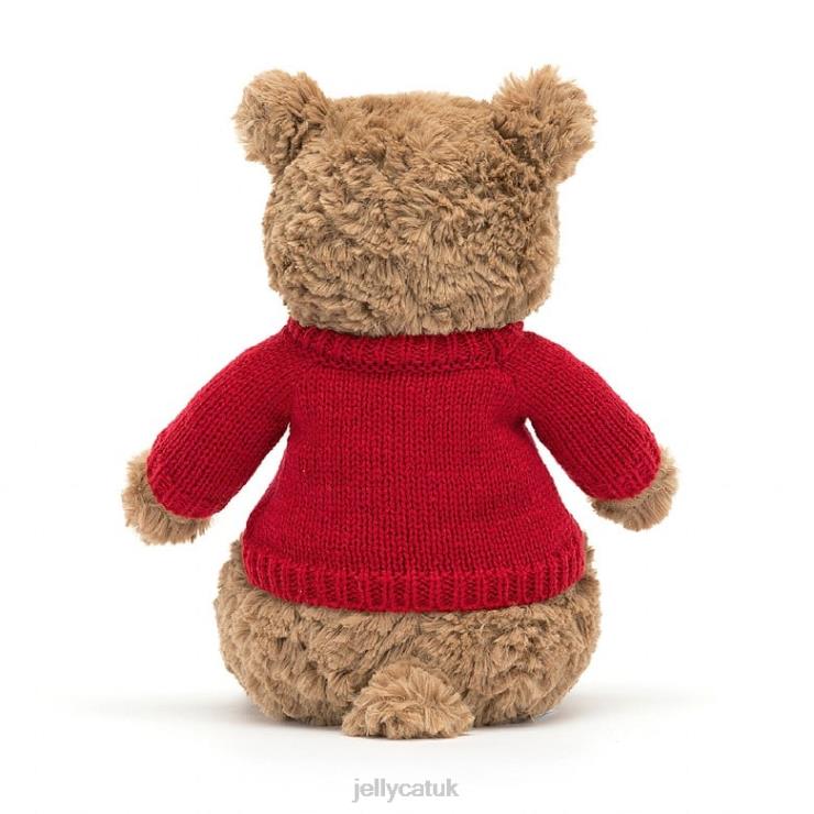 Jellycat Toy V248Z140 Bartholomew Bear with Personalised Red Jumper Brown