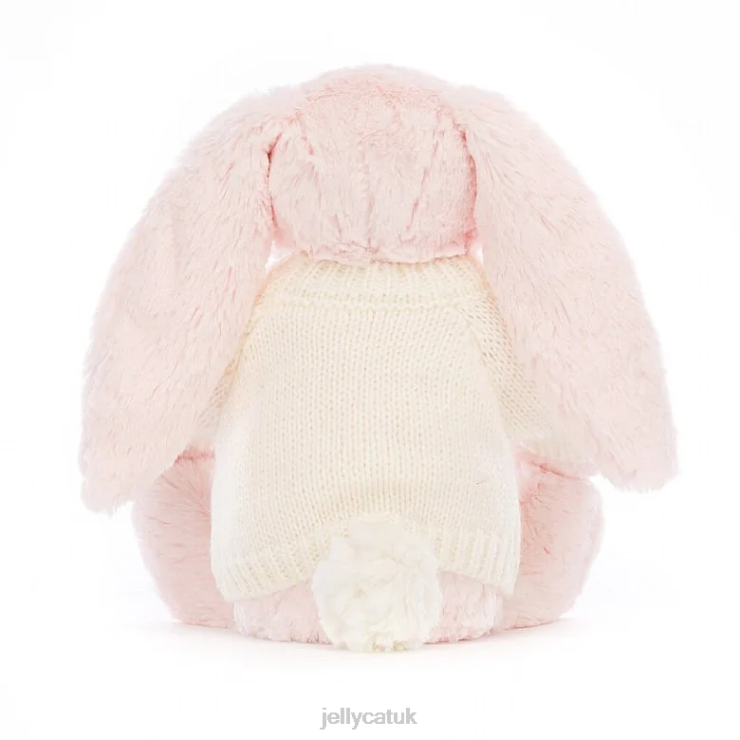 Jellycat Toy V248Z159 Bashful Pink Bunny with Personalised Cream Jumper Baby Pink