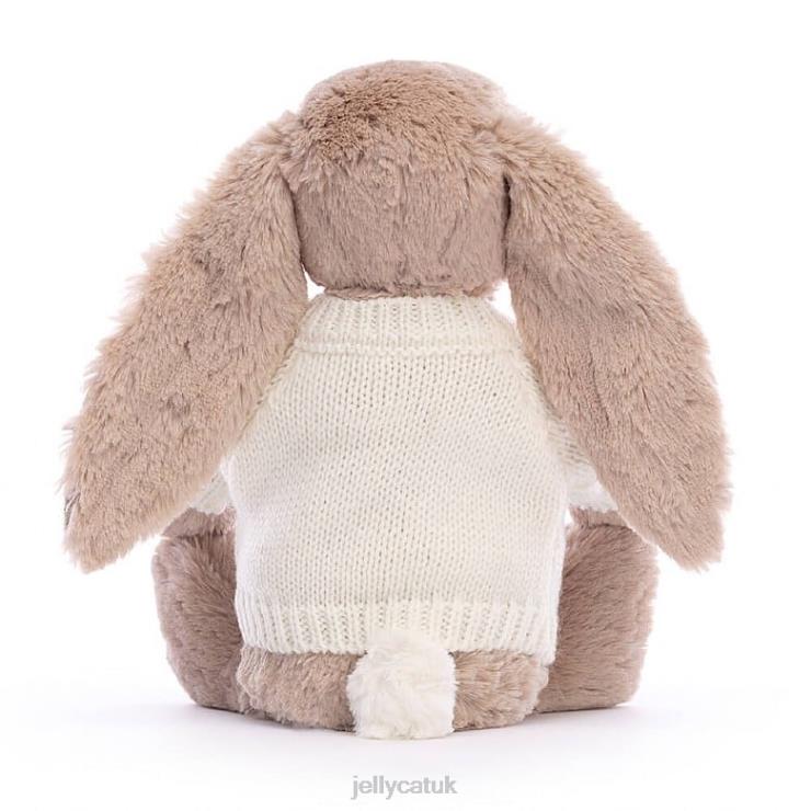 Jellycat Toy V248Z160 Blossom Bea Bunny with Personalised Cream Jumper Beige