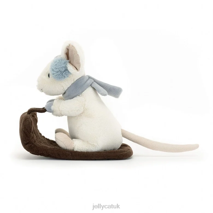 Jellycat Toy V248Z186 Merry Mouse Sleighing Cream