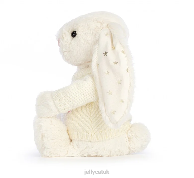 Jellycat Toy V248Z188 Bashful Twinkle Bunny with Personalised Jumper Cream