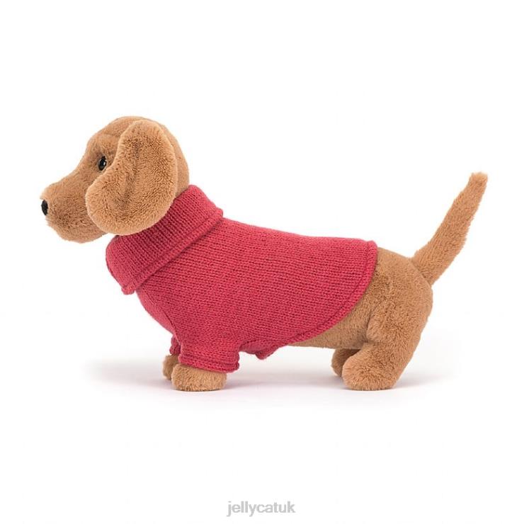 Jellycat Toy V248Z202 Sweater Sausage Dog Pink Honey