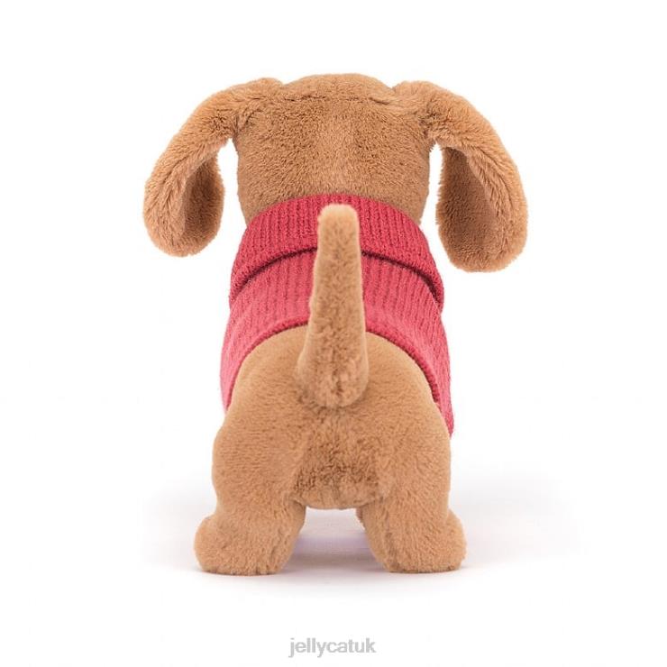 Jellycat Toy V248Z202 Sweater Sausage Dog Pink Honey