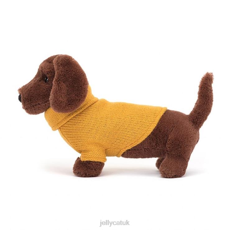 Jellycat Toy V248Z210 Sweater Sausage Dog Yellow Brown