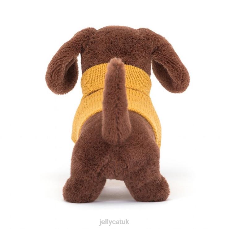 Jellycat Toy V248Z210 Sweater Sausage Dog Yellow Brown