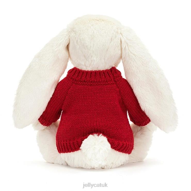 Jellycat Toy V248Z213 Bashful Twinkle Bunny with Personalised Red Jumper Cream