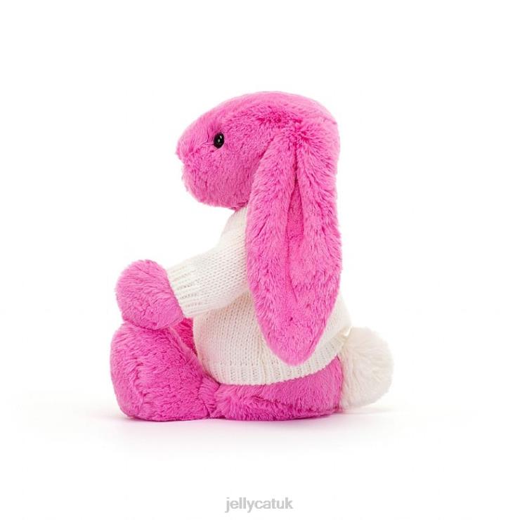 Jellycat Toy V248Z216 Bashful Bunny with Personalised Cream Jumper Hot Pink