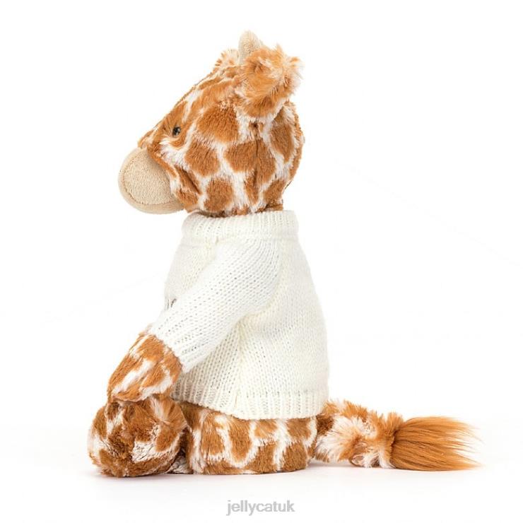 Jellycat Toy V248Z240 Bashful Giraffe with Personalised Cream Jumper Orange