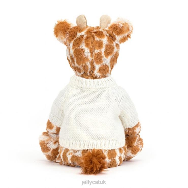 Jellycat Toy V248Z240 Bashful Giraffe with Personalised Cream Jumper Orange