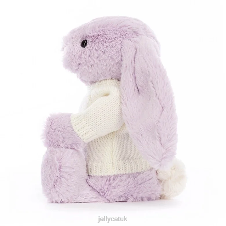 Jellycat Toy V248Z257 Bashful Bunny with Personalised Cream Jumper Lilac