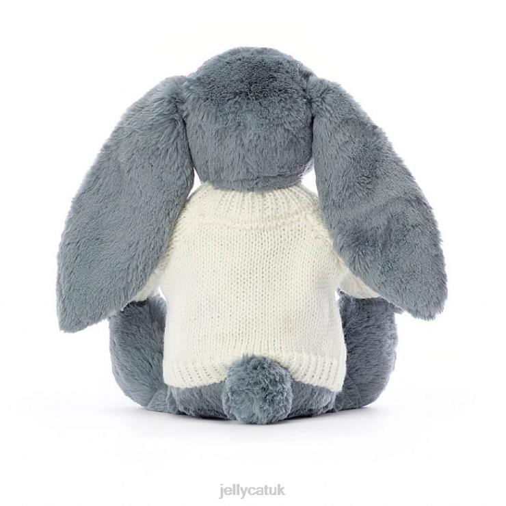 Jellycat Toy V248Z266 Bashful Dusky Bunny with Personalised Cream Jumper Blue