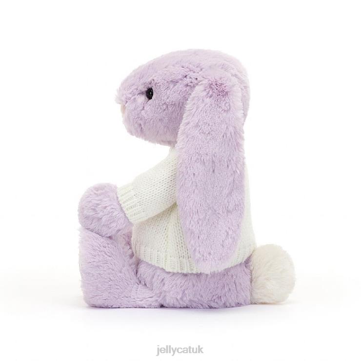 Jellycat Toy V248Z268 Blossom Jasmine Bunny with Personalised Cream Jumper Purple