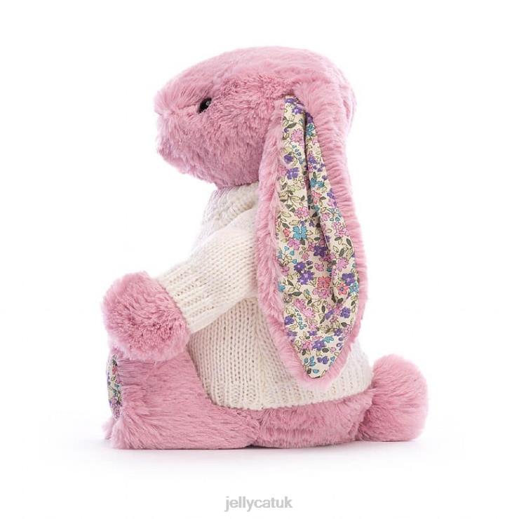 Jellycat Toy V248Z298 Blossom Tulip Bunny with Personalised Cream Jumper Pink