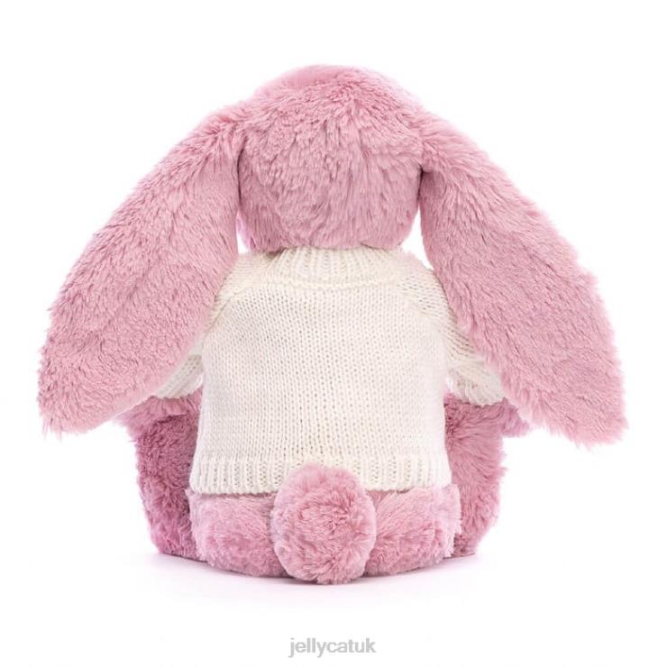 Jellycat Toy V248Z298 Blossom Tulip Bunny with Personalised Cream Jumper Pink