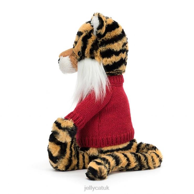 Jellycat Toy V248Z313 Bashful Tiger with Personalised Red Jumper Multi-colour