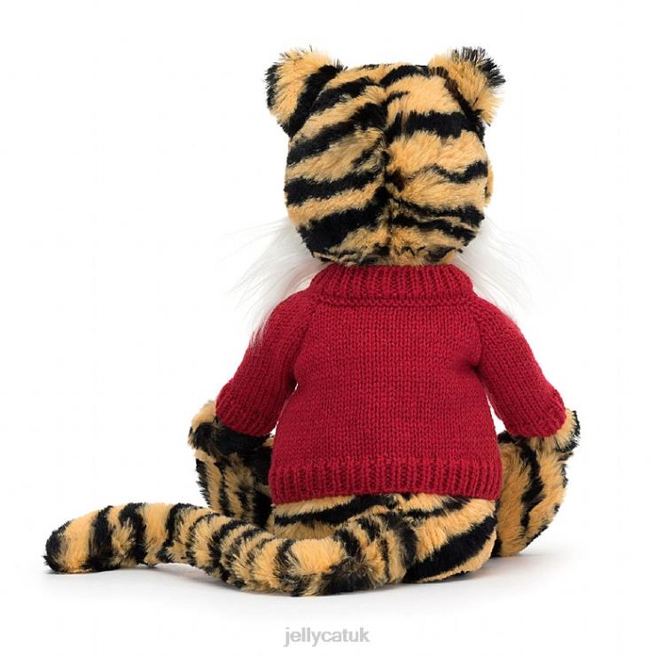 Jellycat Toy V248Z313 Bashful Tiger with Personalised Red Jumper Multi-colour