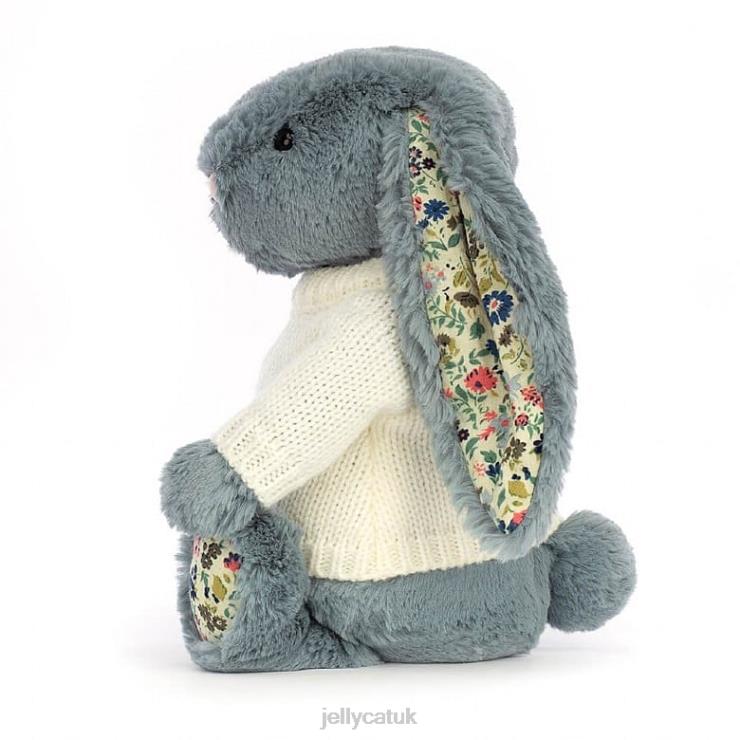 Jellycat Toy V248Z331 Blossom Dusky with Personalised Cream Jumper Blue