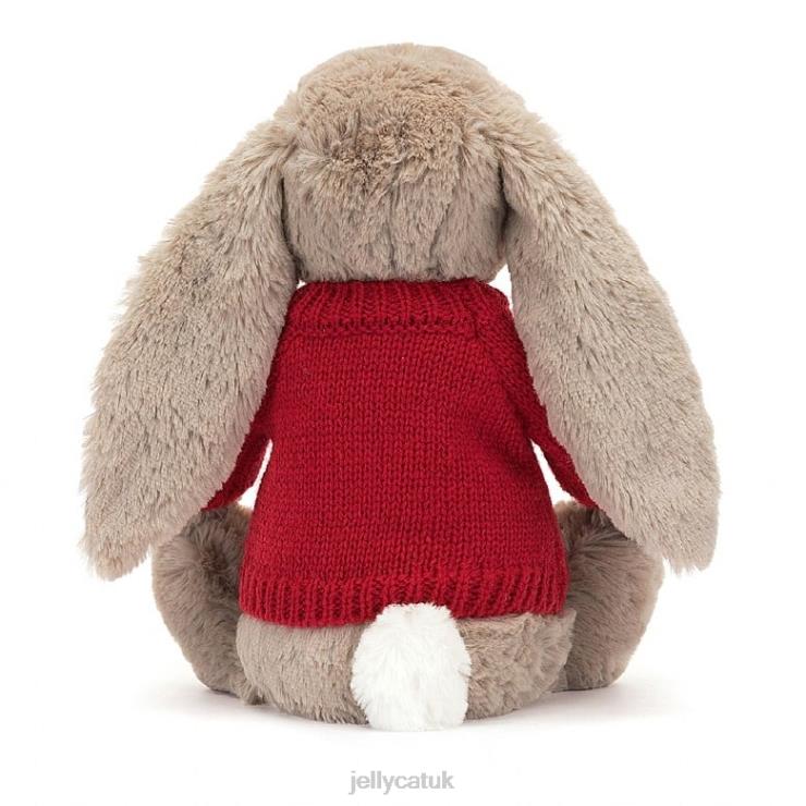 Jellycat Toy V248Z334 Blossom Bea Bunny with Personalised Red Jumper Beige