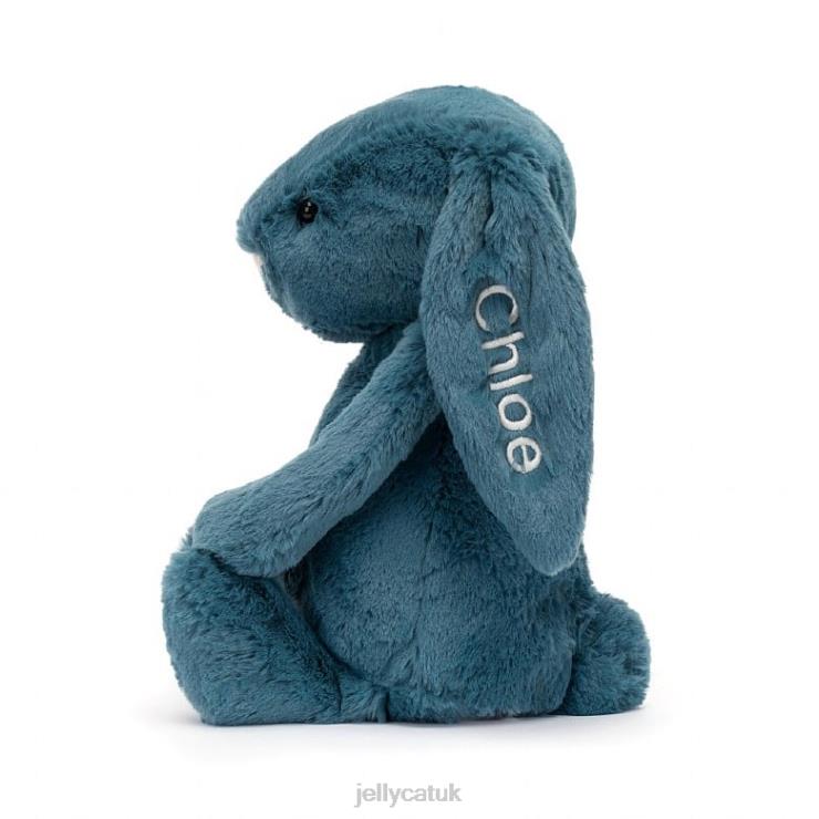 Jellycat Toy V248Z346 Personalised Bashful Mineral Blue Bunny Medium Colbalt Blue