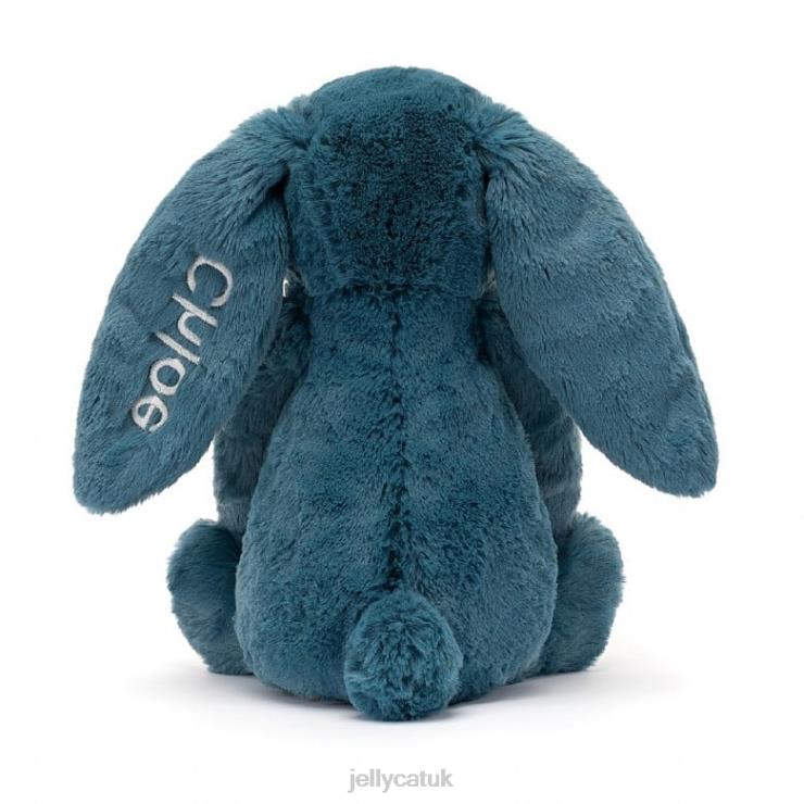 Jellycat Toy V248Z346 Personalised Bashful Mineral Blue Bunny Medium Colbalt Blue