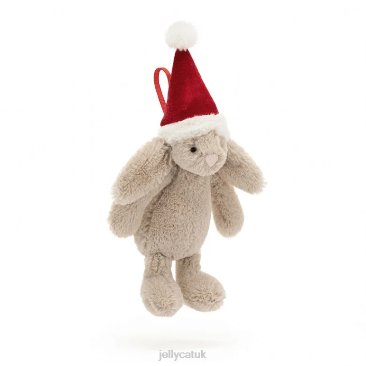 Jellycat Toy V248Z347 Bashful Christmas Bunny Decoration Beige