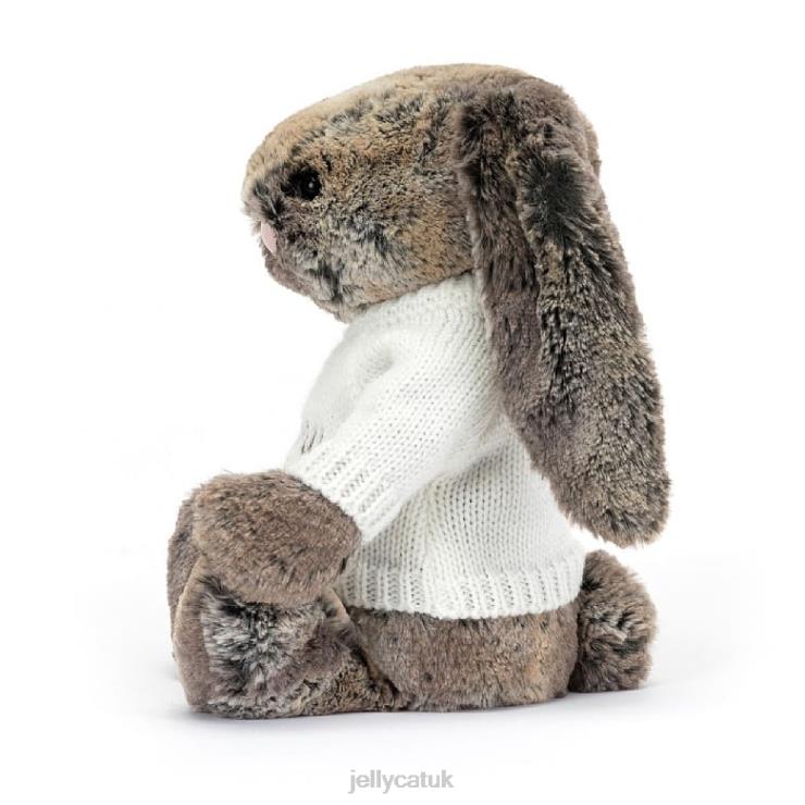 Jellycat Toy V248Z354 Bashful Cottontail Bunny with Personalised Cream Jumper Grey