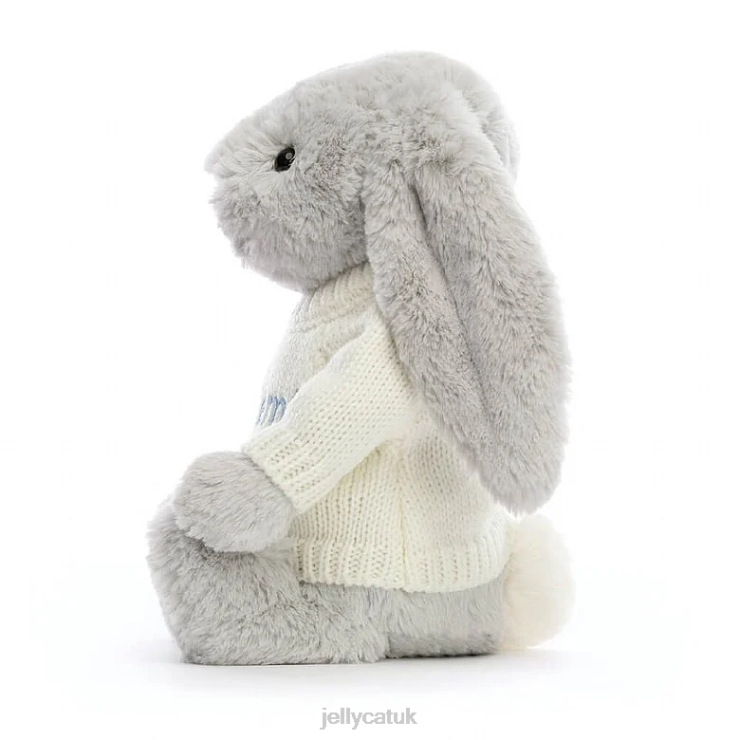 Jellycat Toy V248Z371 Bashful Bunny with Personalised Cream Jumper Silver