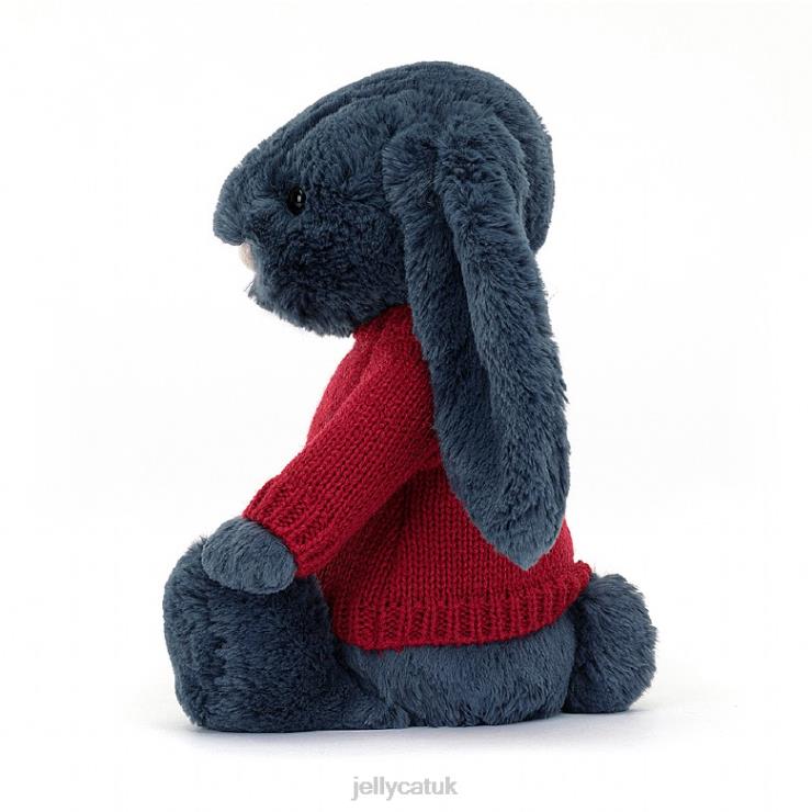 Jellycat Toy V248Z374 Bashful Bunny with Personalised Red Jumper Navy