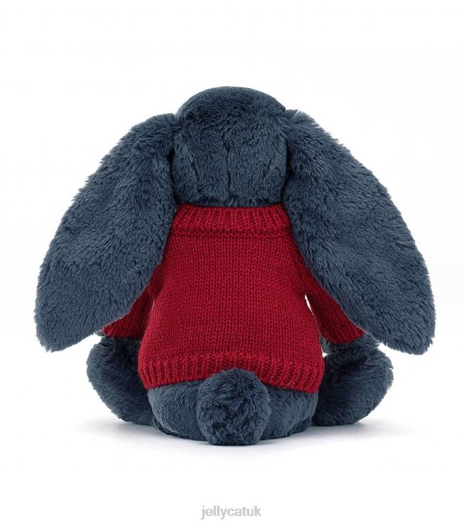 Jellycat Toy V248Z374 Bashful Bunny with Personalised Red Jumper Navy