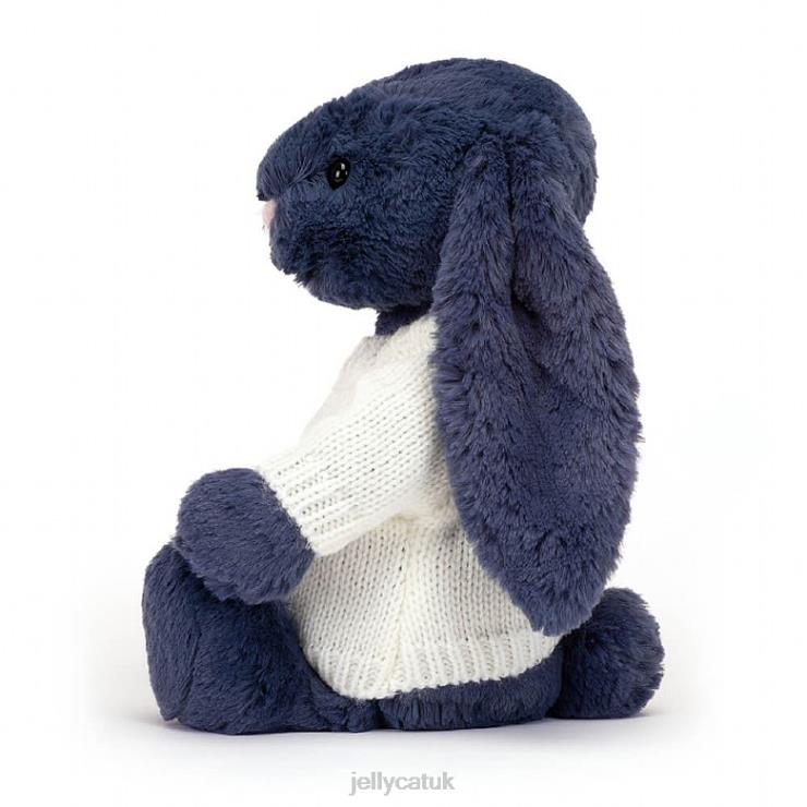 Jellycat Toy V248Z389 Bashful Bunny with Personalised Cream Jumper Navy