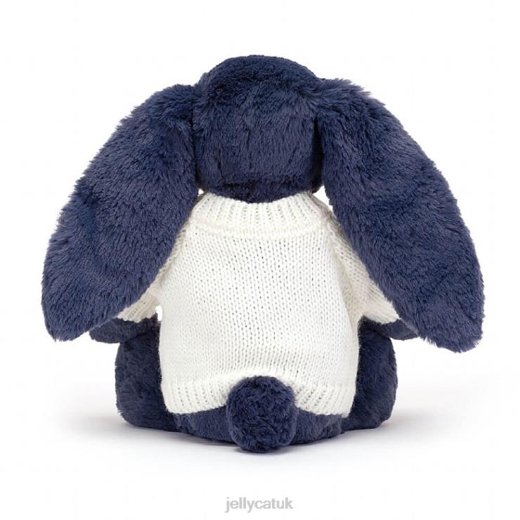 Jellycat Toy V248Z389 Bashful Bunny with Personalised Cream Jumper Navy