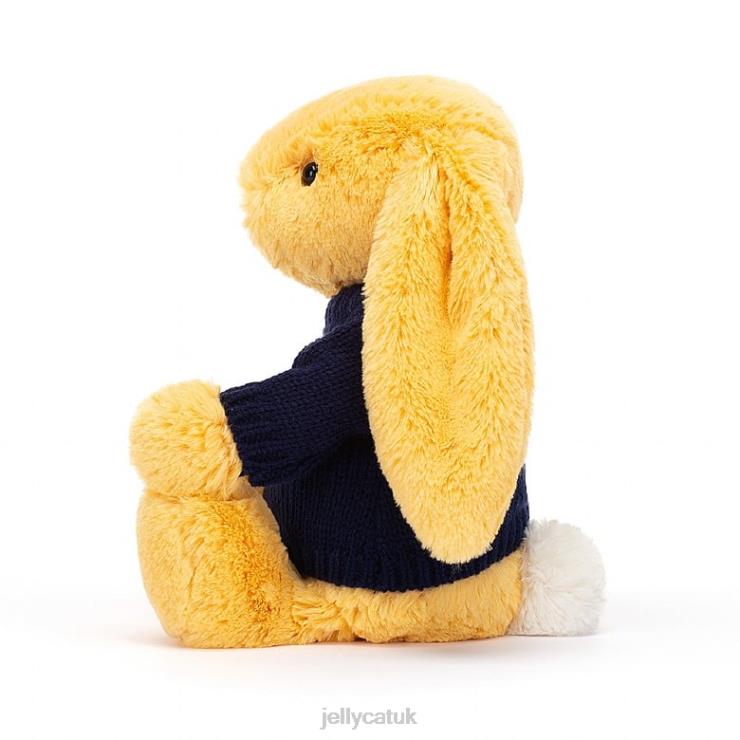 Jellycat Toy V248Z390 Bashful Bunny with Personalised Navy Jumper Sunshine