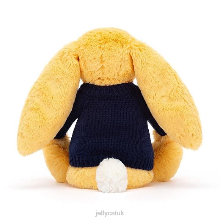 Jellycat Toy V248Z390 Bashful Bunny with Personalised Navy Jumper Sunshine