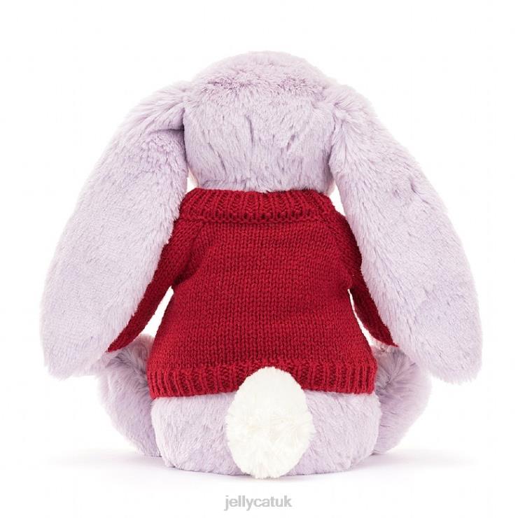 Jellycat Toy V248Z399 Blossom Jasmine Bunny with Personalised Red Jumper Purple