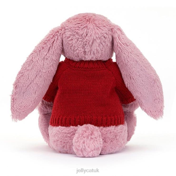 Jellycat Toy V248Z430 Blossom Tulip Bunny with Personalised Red Jumper Pink