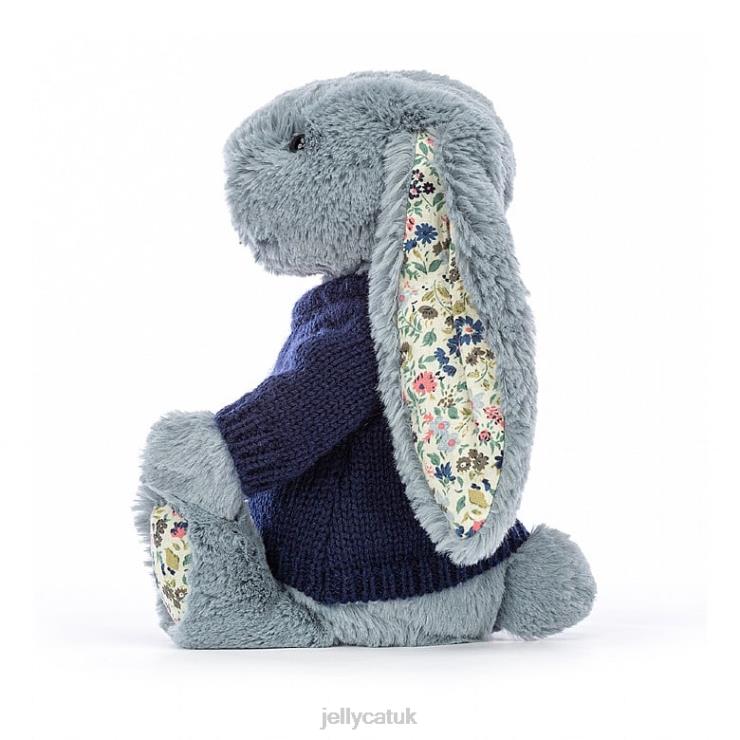 Jellycat Toy V248Z436 Blossom Dusky with Personalised Navy Jumper Blue