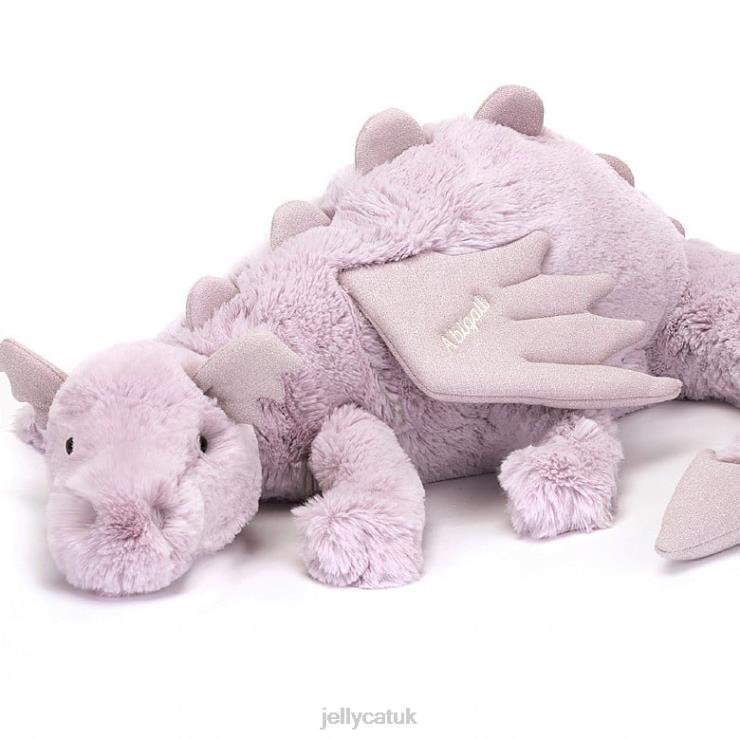 Jellycat Toy V248Z456 Personalised Lavender Dragon Huge Lilac