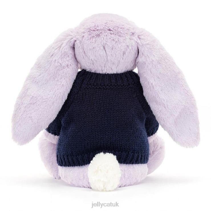 Jellycat Toy V248Z472 Blossom Jasmine Bunny with Personalised Navy Jumper Purple