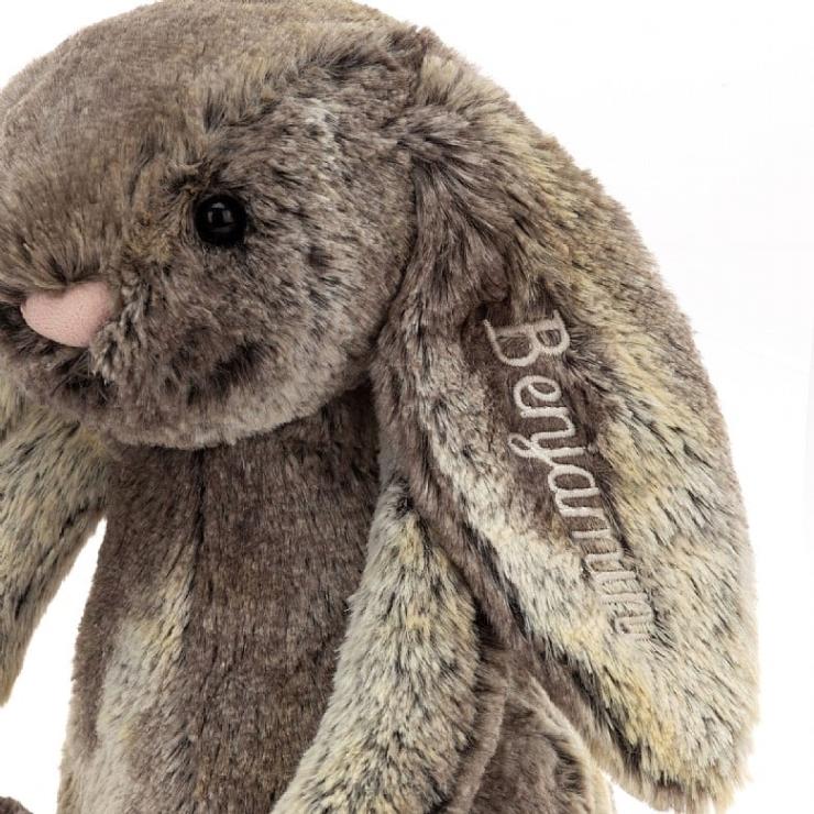 Jellycat Toy V248Z478 Personalised Bashful Cottontail Bunny Medium Grey