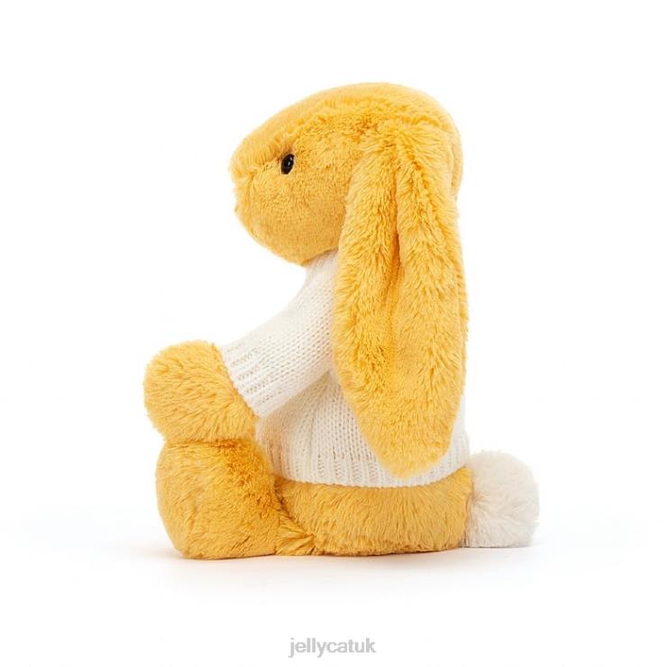 Jellycat Toy V248Z483 Bashful Bunny with Personalised Cream Jumper Sunshine