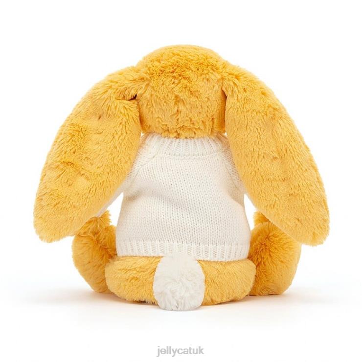 Jellycat Toy V248Z483 Bashful Bunny with Personalised Cream Jumper Sunshine