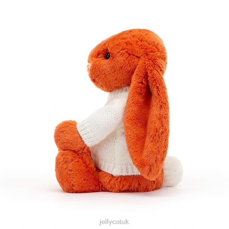 Jellycat Toy V248Z504 Bashful Tangerine Bunny with Personalised Cream Jumper Orange